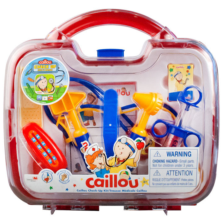 See-through case filled with toy medical gear
