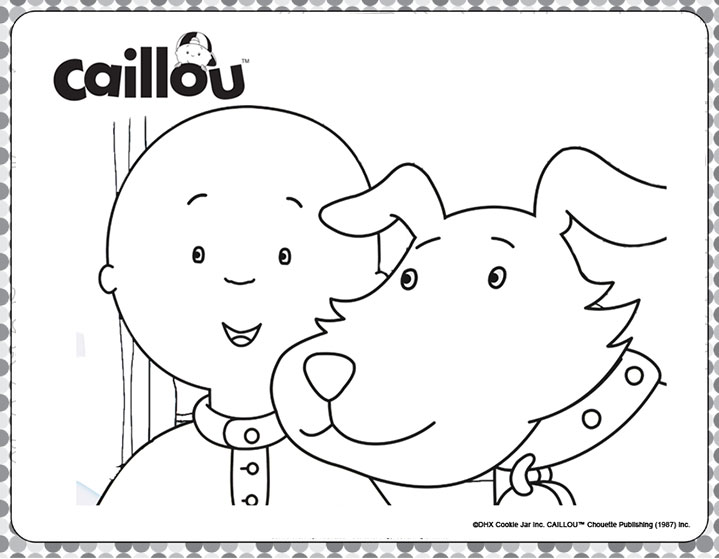 Close-up picture of Caillou and a dog