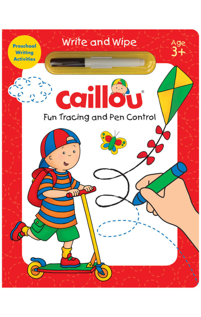 a whiteboard styled with Caillou imagery