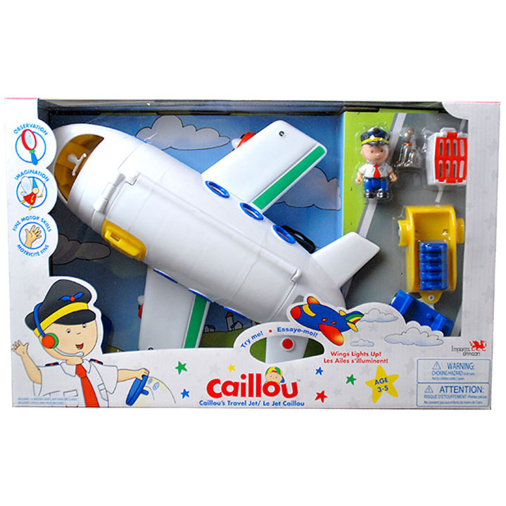 A package containing a plastic airplane and figurines