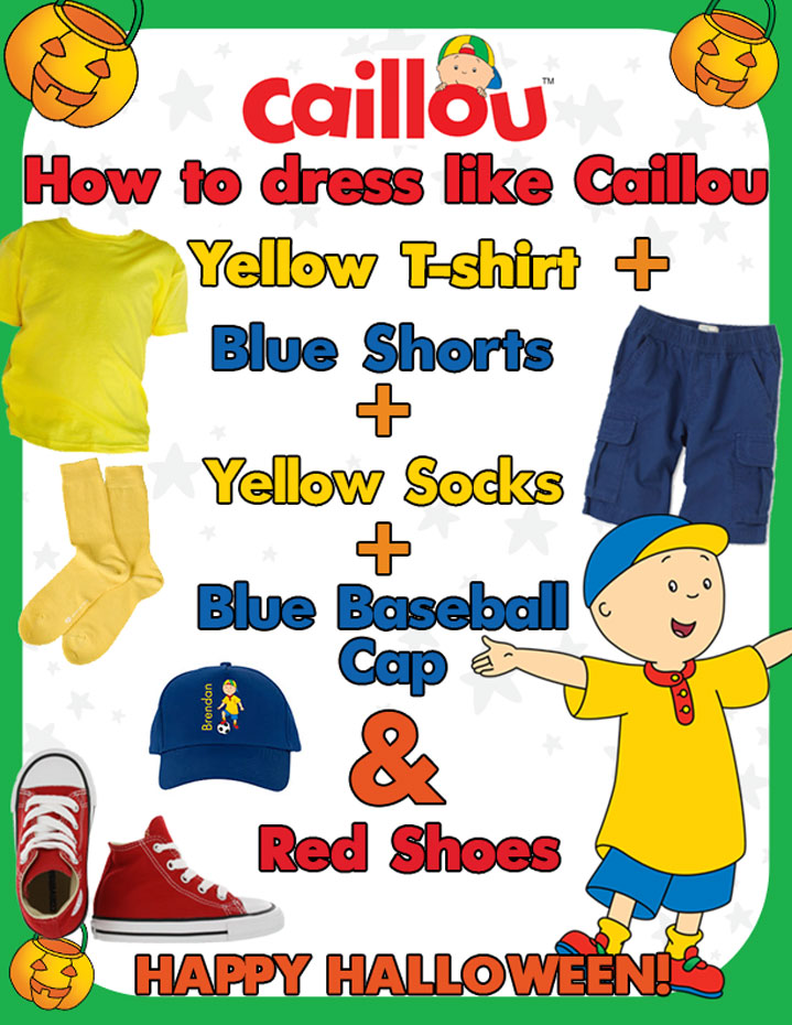 Halloween list of Caillou clothing items costume