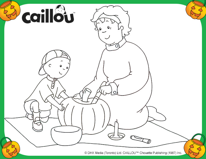 Elderly woman is carving a pumpkin with Callou