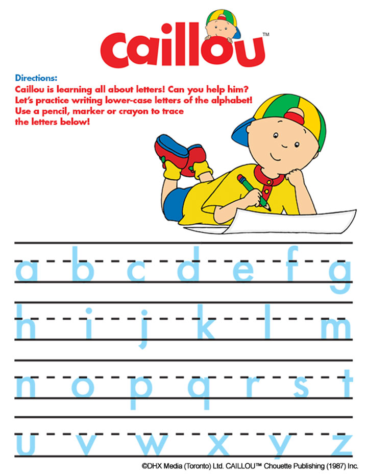 Caillou handwriting lowercase