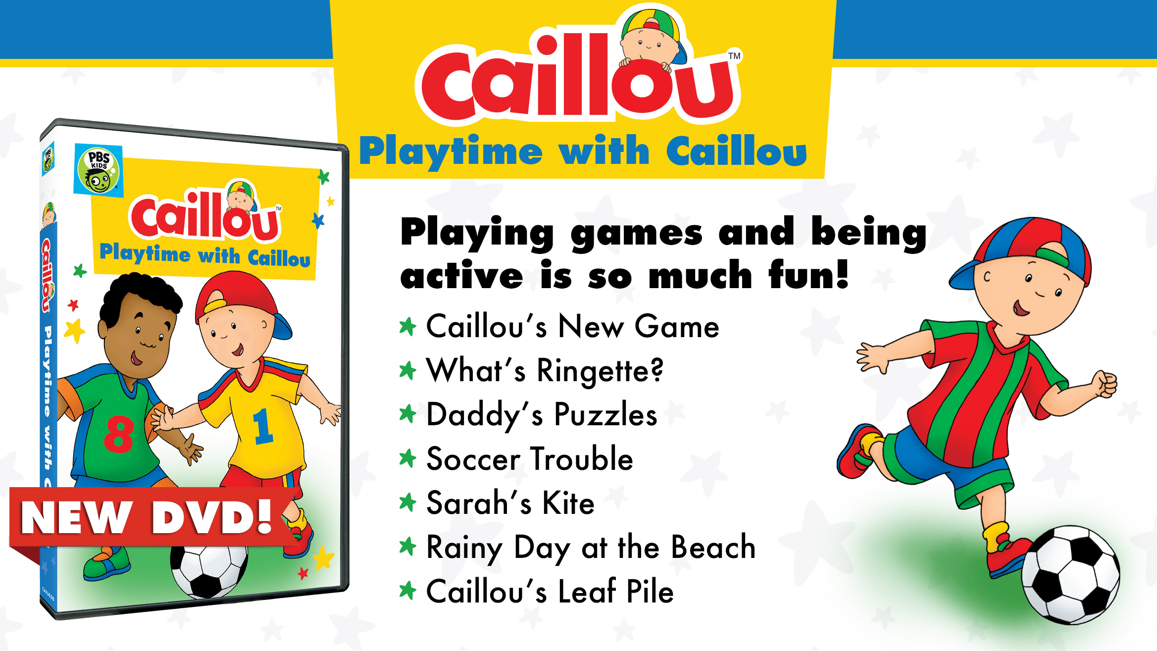 DVD cover, Caillou playing soccer
