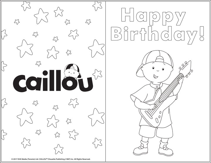 Caillou holding an electric guitar