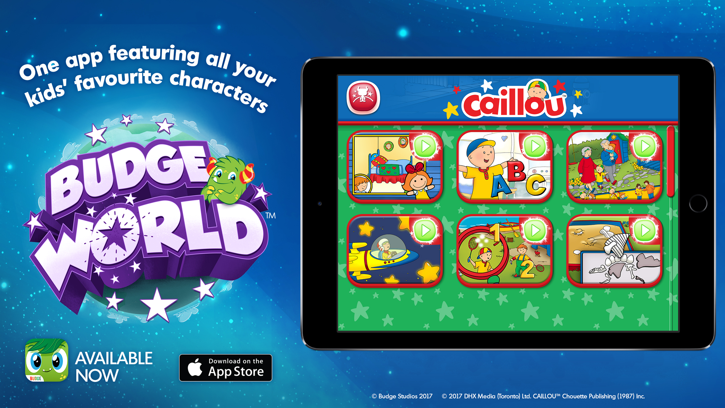 Budge World iOS app ad, blue background