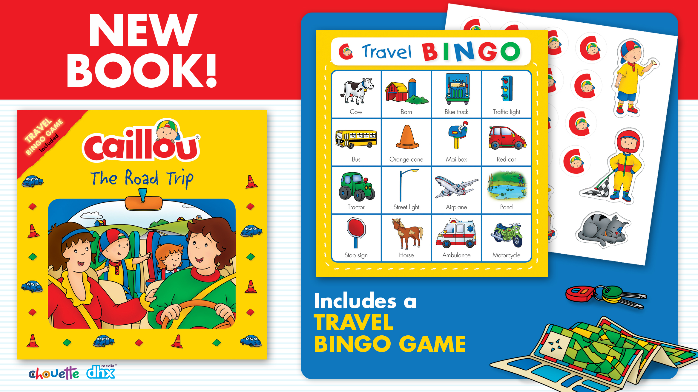 Caillou book cover and bingo game